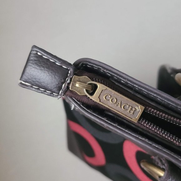 Dark Brown Coach Purse with Red Detailing - Picture 7 of 12